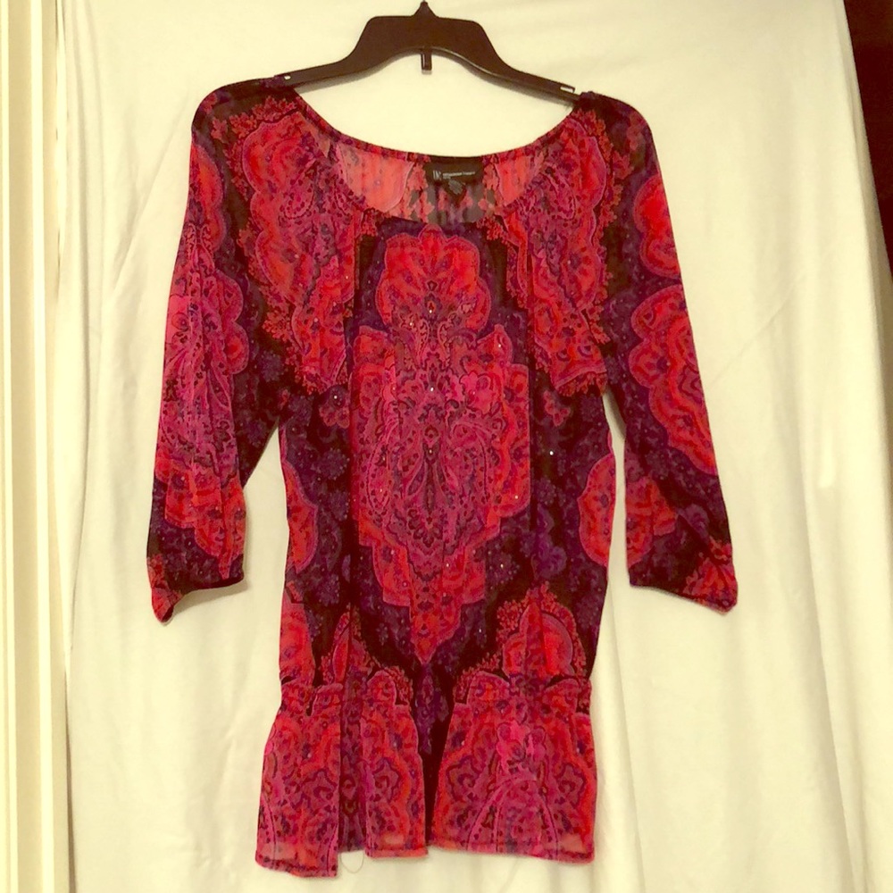 INC boho sheer blouse with silver studs
